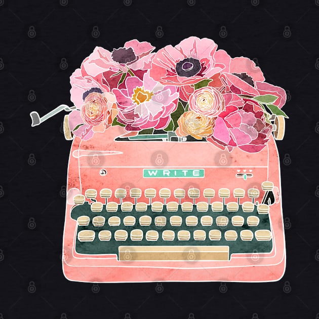 Typewriter with Flowers by Roguish Design